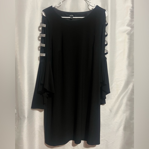 MSK Dresses & Skirts - MSK Elegant Black Dress with Sparkling Sleeve Details